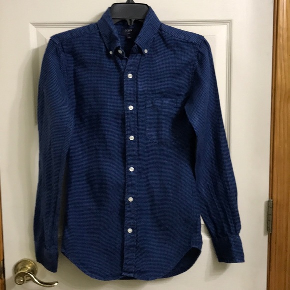 J. Crew Other - J.Crew linen flannel shirt blue & black size XS